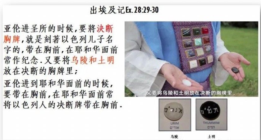十二宝石胸牌佩戴在以弗得前的实物图